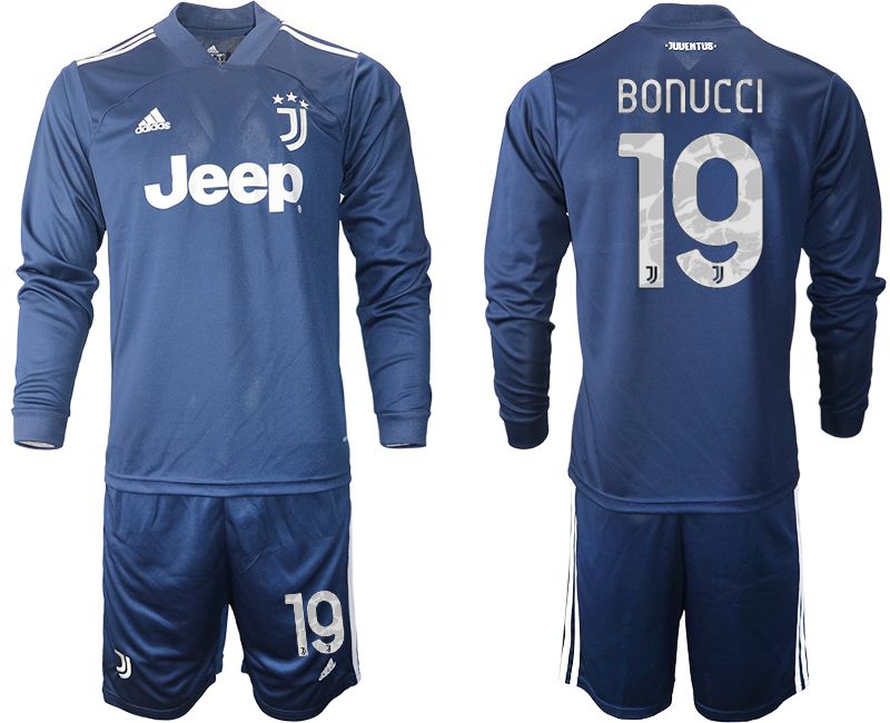 Men 2020-2021 club Juventus away long sleeves #19 blue Soccer Jerseys